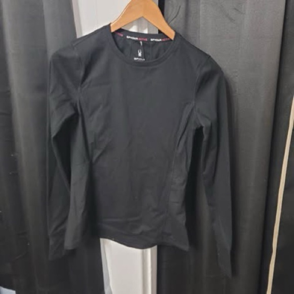NWT Spyder Black Women's Long-Sleeve Crewneck Performance Top S/P